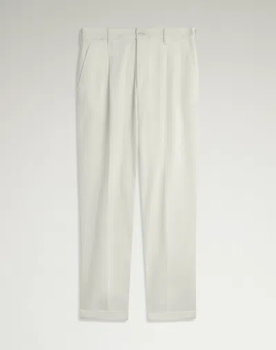 Dunhill Stretch Cotton Twill Double Pleat Chinos In White