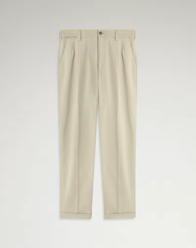 Dunhill Stretch Cotton Twill Double Pleat Chinos In White