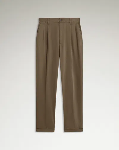 Dunhill Stretch Cotton Twill Double Pleat Chinos In Green