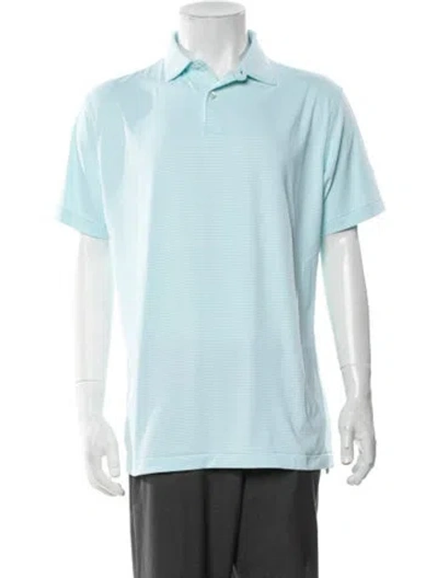 Pre-owned Dunhill Striped Collar Polo Shirt In Blue