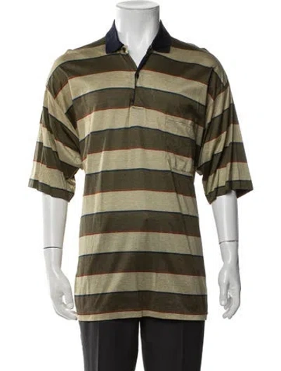 Pre-owned Dunhill Striped Collar Polo Shirt In Neutrals