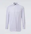 Dunhill Striped Cotton And Wool Oxford Shirt In Blue