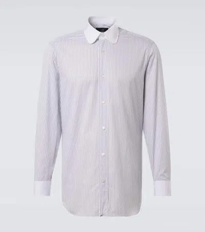 Dunhill Striped Cotton Twill Shirt In Grey