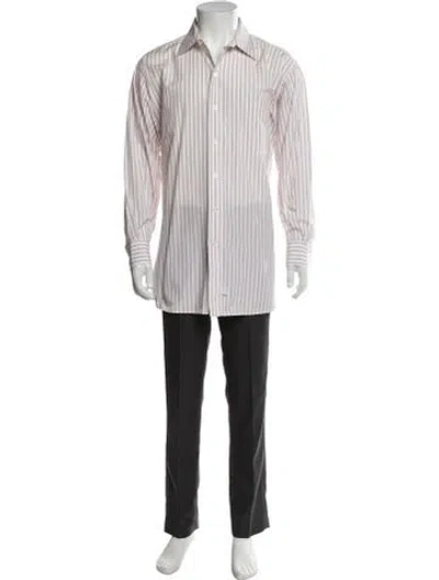 Pre-owned Dunhill Striped Long Sleeve Dress Shirt In Neutral