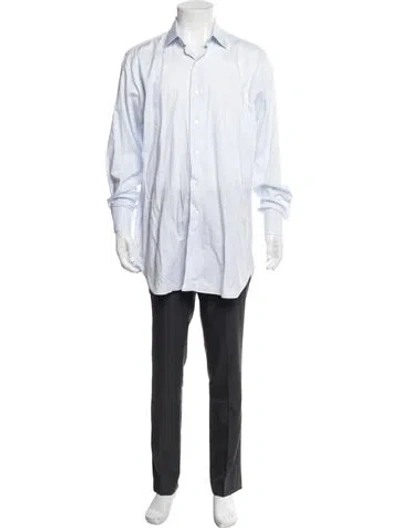 Pre-owned Dunhill Striped Long Sleeve Dress Shirt In White
