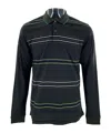 Dunhill Striped Long-sleeved Polo Shirt In Black