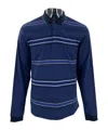 Dunhill Striped Long-sleeved Polo Shirt In Blue