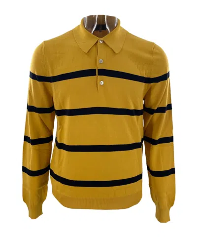 Dunhill Striped Long-sleeved Polo Shirt In Brown