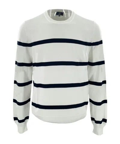 Dunhill Striped Long-sleeved Sweater In White