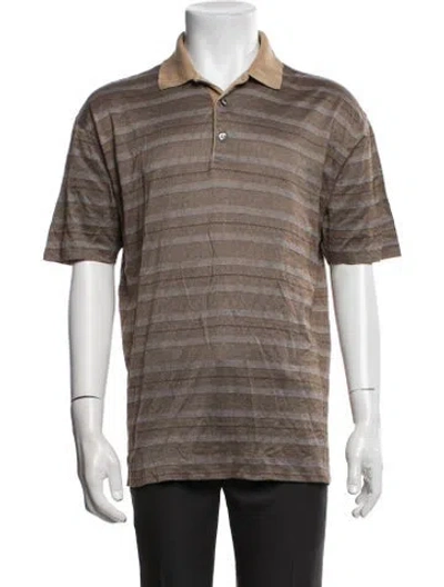 Pre-owned Dunhill Striped Short Sleeve Shirt In Brown
