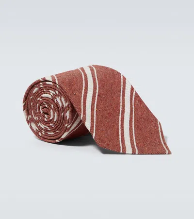Dunhill Striped Silk Jacquard Tie In Nantucket Red