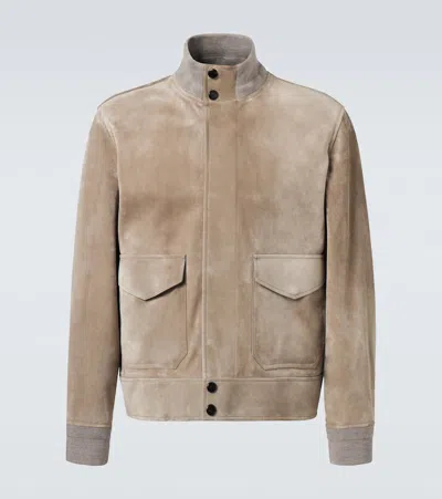 Dunhill Suede Field Jacket In Brown