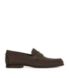 Dunhill Heddon Flex Suede Loafers In Brown