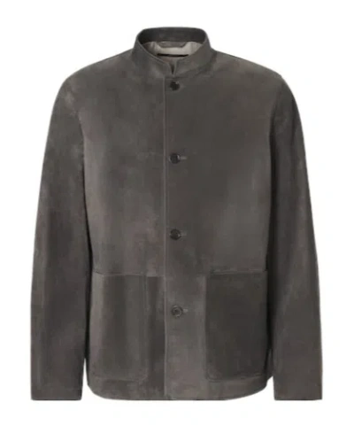 Dunhill Suede Jacket In Gray