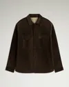 Dunhill Suede Overshirt Bonded To Cashmere In Brown