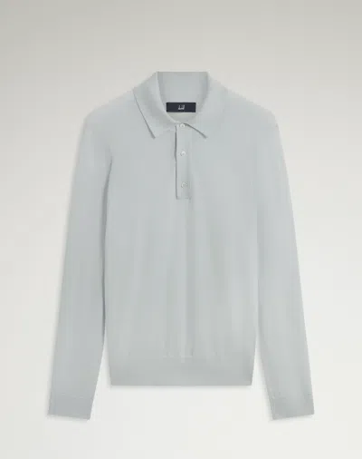 Dunhill Superfine Cashmere Long Sleeve Polo In Blue