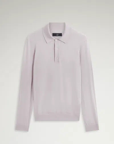 Dunhill Superfine Cashmere Long Sleeve Polo In Purple