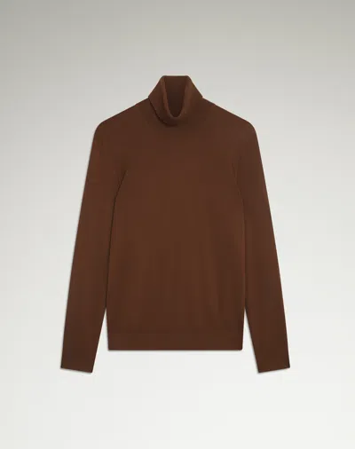 Dunhill Superfine Cashmere Roll Neck Jumper In Brown