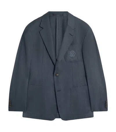 Dunhill Superfine Merino Wool Flannel Cavendish Jacket In Blue