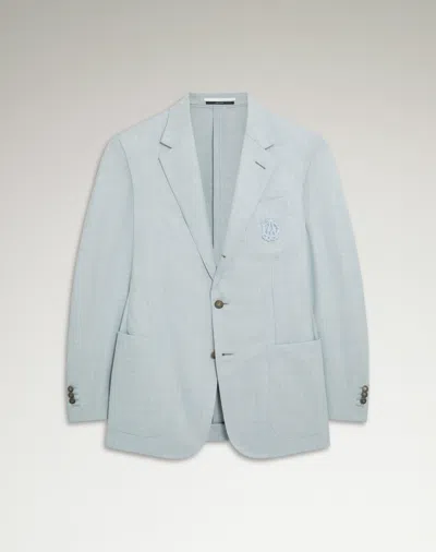 Dunhill Superfine Merino Wool Flannel Single Breasted Jacket In Blue