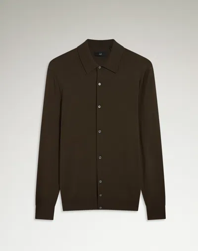 Dunhill Superfine Virgin Merino Wool Long Sleeve Shirt In Green