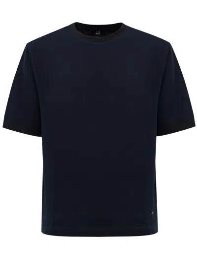 DUNHILL T-SHIRT IN COTTON PIQUET BLUE DUNHILL