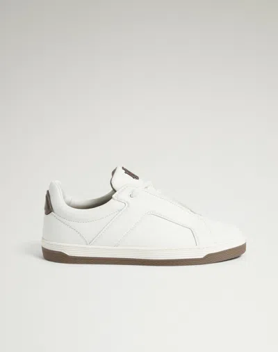 Dunhill Tailored Leather Sneakers In White
