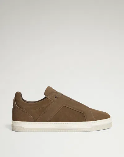 Dunhill Tailored Suede Sneakers In White