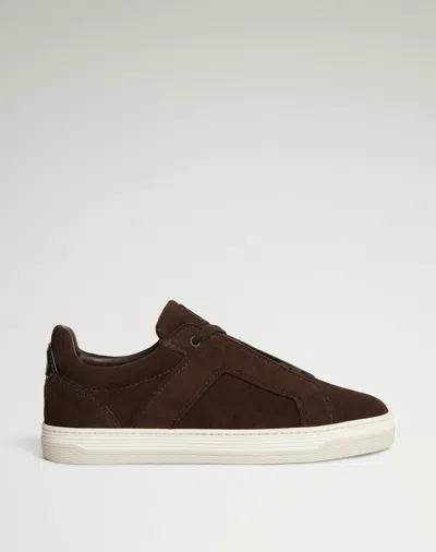 Dunhill Tailored Suede Sneakers In Brown