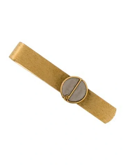 Pre-owned Dunhill Tow Tone Logo Tie Bar In Multi