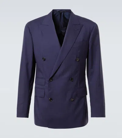 Dunhill Tropical Wool Blazer In Blue
