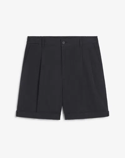 Dunhill Twisted Linen Double Pleat Bermuda Shorts In Blue
