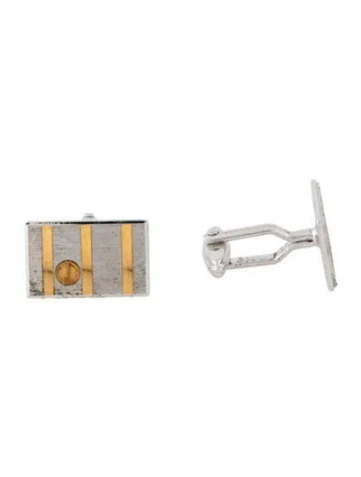 Pre-owned Dunhill Two Tone Striped Cufflinks In Multicolor