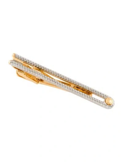 Pre-owned Dunhill Two Tone Tie Bar In Silver