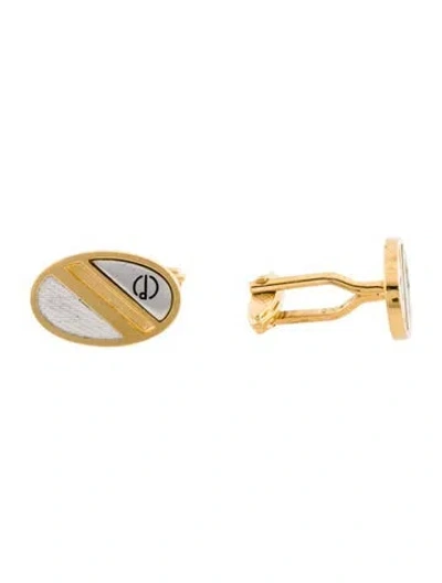 Pre-owned Dunhill Two-tone Enamel Cufflink In Black
