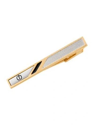 Pre-owned Dunhill Two-tone Enamel Logo Tie Clip In Black