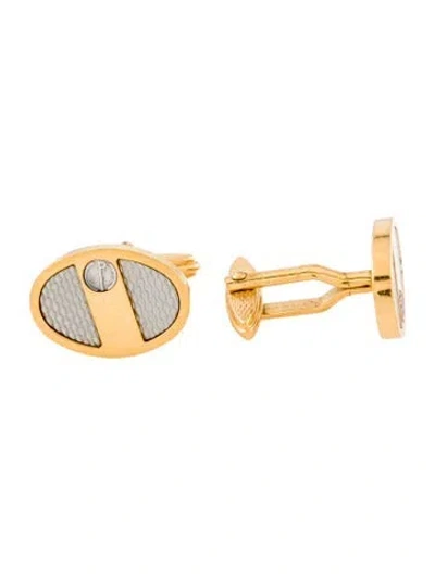 Pre-owned Dunhill Two-tone Logo Cufflinks In Silver