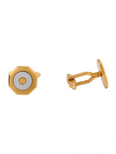 Pre-owned Dunhill Two-tone Logo Cufflinks In Silver