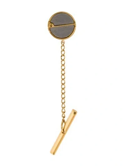 Pre-owned Dunhill Two-tone Logo Tie Tac W/chain In Multi