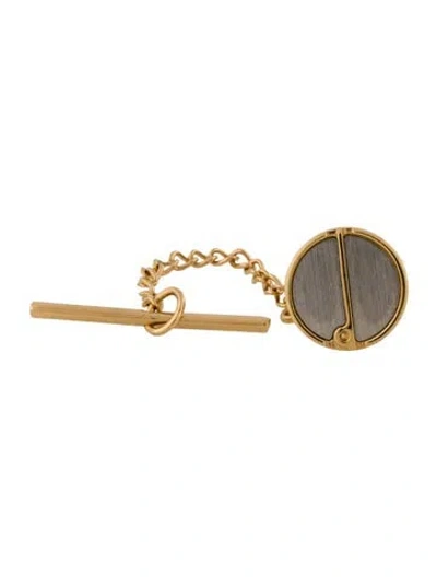 Pre-owned Dunhill Two-tone Logo Tie Tac W/chain In Multi