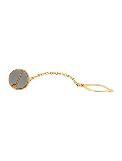 Pre-owned Dunhill Two-tone Logo Tie Tac W/chain In Multicolor