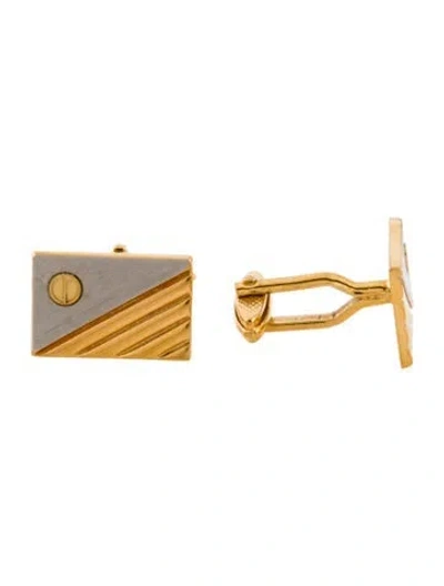 Pre-owned Dunhill Two-tone Textured Logo Cufflinks In Multi