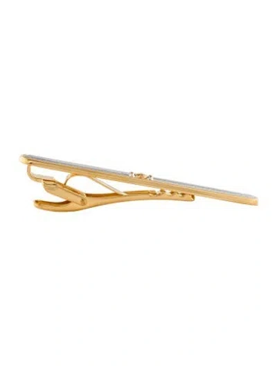 Pre-owned Dunhill Two-tone Textured Logo Tie Bar In Multi