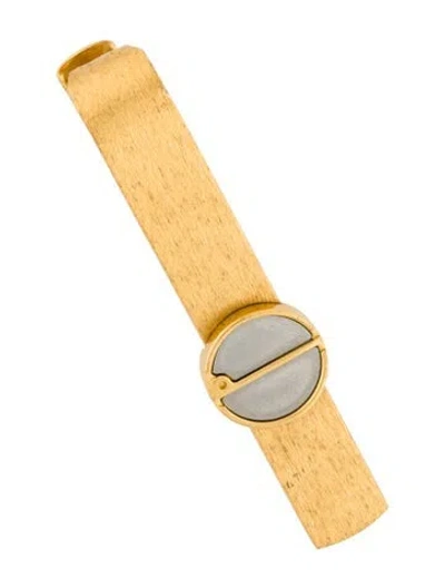 Pre-owned Dunhill Two-tone Textured Logo Tie Bar In Multi