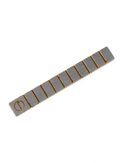 Pre-owned Dunhill Two-tone Textured Logo Tie Bar In Multi