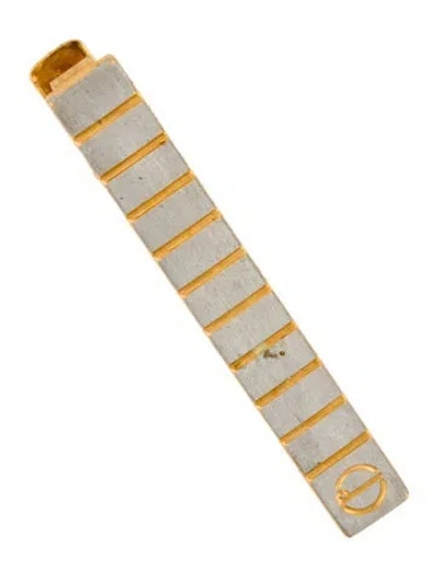 Pre-owned Dunhill Two-tone Textured Tie Bar In Multi