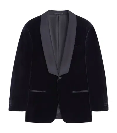 Dunhill Velvet Evening Suit Jacket In Blue