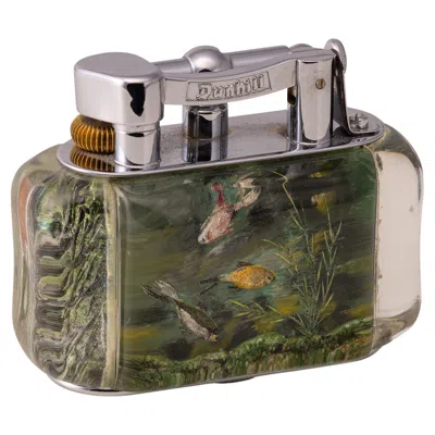 Pre-owned Dunhill Vintage 20th Century  Tropical 'aquarium' Table Lighter C.1950 In Silver