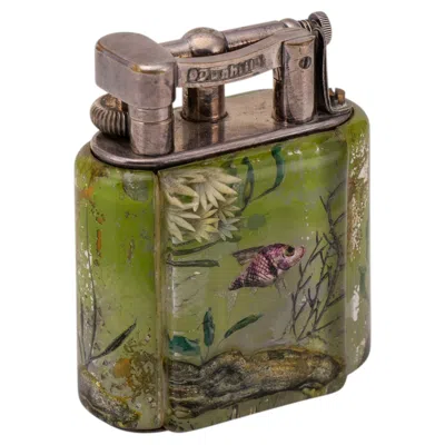 Pre-owned Dunhill Vintage 20th Century  Tropical Baby 'aquarium' Table Lighter C.1950 In Silver