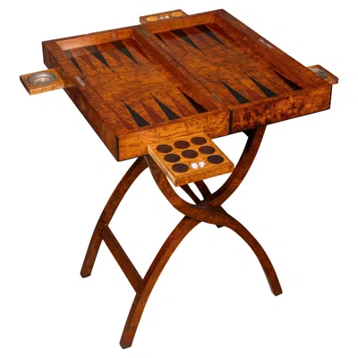 Pre-owned Dunhill Vintage 20thc English Burr Walnut Folding Backgammon Table By  C.1960 In Brown